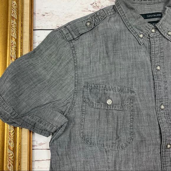 Calvin Klein gray denim shirt - Picture 2 of 6
